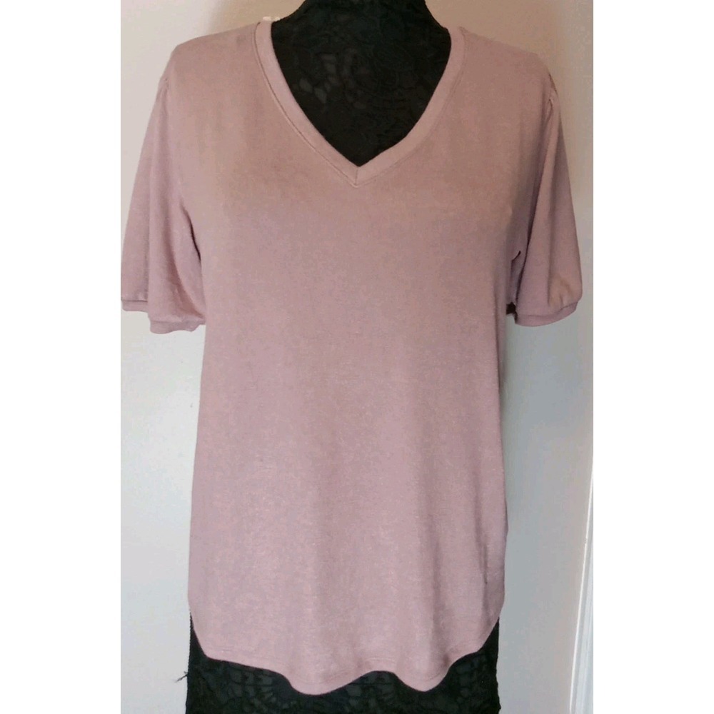 mod‎ ref Women Pink Shimmer Short Sleeve Knit Top Size S